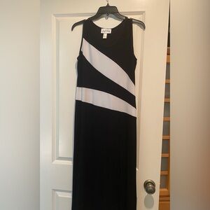 Joseph Ribkoff Black and White Diagonal Stripe Midi Dress